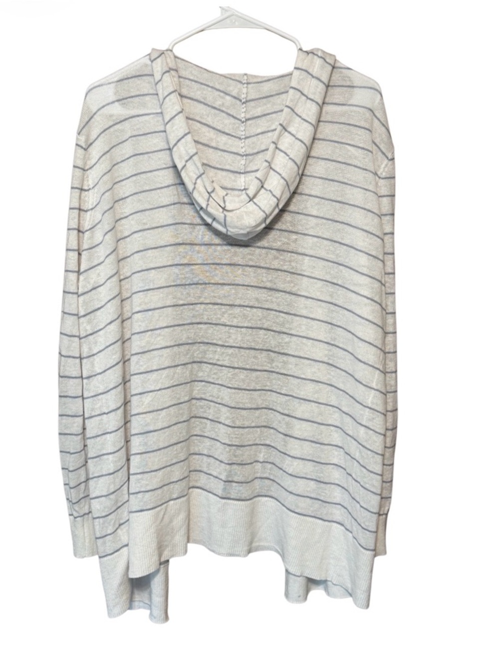 Cynthia Rowley Striped Hooded Cardigan XL Linen Blend Lightweight Blue White - Picture 3 of 3